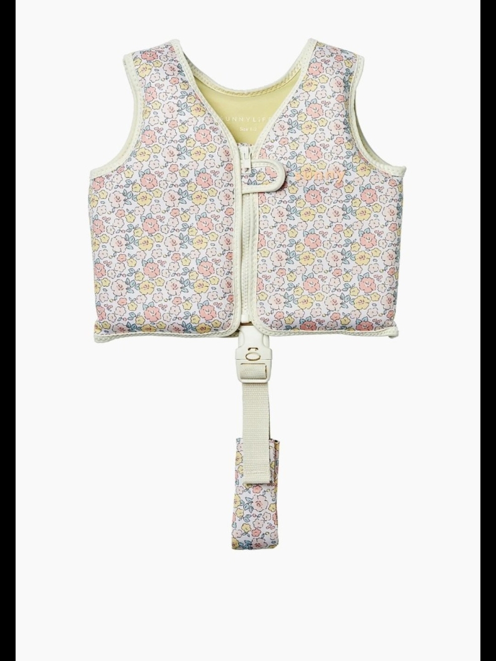 Kids Floral Safety Float Vest - Pastel Pink/Yellow